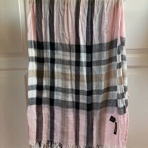 Cotton 90% scarf light weight pink X black X beige